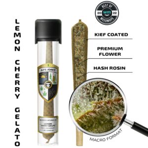 LEMON CHERRY GELATO – Prerolls Hash Rosin Infused + kief 1.3g